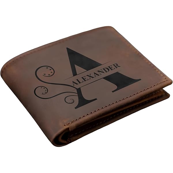Amazon.com: Personalized Men's Leather Wallet with Monogram Custom